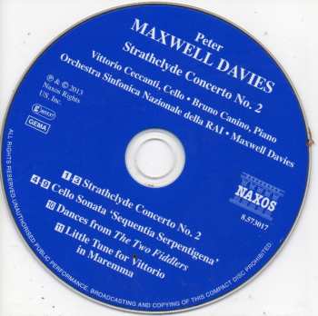 CD Peter Maxwell Davies: Strathclyde Concerto No.2 / Cello Sonata 'Sequencia Serpentigena' 322785