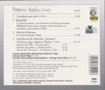 CD Pēteris Vasks: Cantabile Per Archi · Botschaft · Musica Dolorosa · Symphonie „Stimmen” 319353