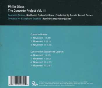CD Philip Glass: Concerto Grosso | Concerto For Saxophone Quartet 150563
