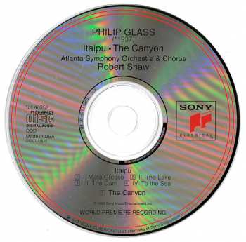 CD Philip Glass: Itaipu / The Canyon 416000