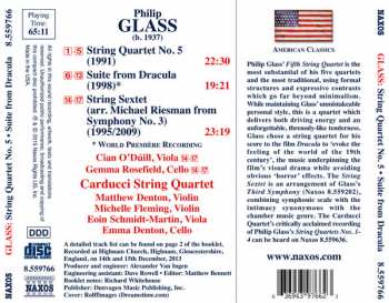 CD Philip Glass: String Quartet No. 5 • Suite From Dracula • String Sextet