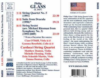 CD Philip Glass: String Quartet No. 5 • Suite From Dracula • String Sextet 239282