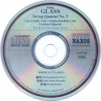 CD Philip Glass: String Quartet No. 5 • Suite From Dracula • String Sextet 239282
