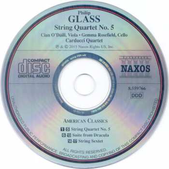 CD Philip Glass: String Quartet No. 5 • Suite From Dracula • String Sextet
