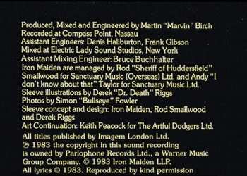 LP Iron Maiden: Piece Of Mind LTD