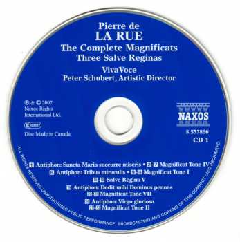 2CD Pierre de la Rue: The Complete Magnificats / Three Salve Reginas 279268