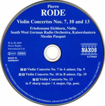 CD Pierre Rode: Violin Concertos Nos. 7, 10 And 13 320531