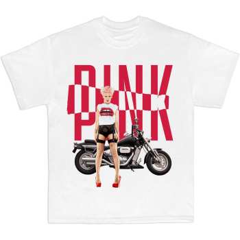 Merch Pink: Pink Unisex T-shirt: Motorbike (large) L