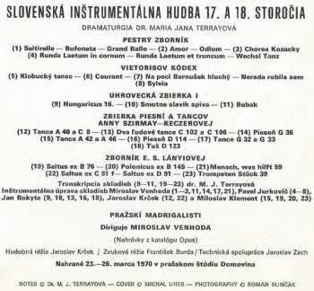 LP Prague Madrigal Singers: Slovenská Inštrumentálna Hudba 17.-18. Storočia 526975