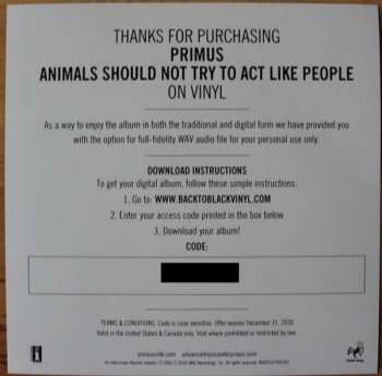 LP Primus: Animals Should Not Try To Act Like People LTD 405293