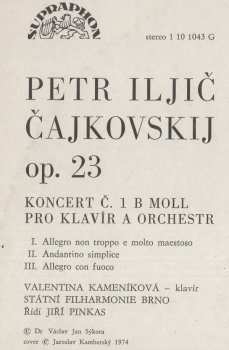 LP Pyotr Ilyich Tchaikovsky: Koncert B Moll Pro Klavír A Orchestr 535545