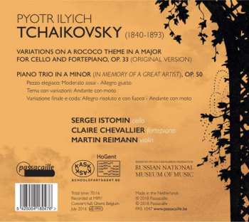 CD Pyotr Ilyich Tchaikovsky: Piano Trio, Op. 50; Variations On A Rococo Theme, Op. 33 310638
