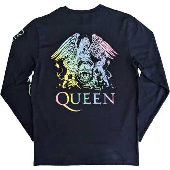 Merch Queen: Queen Unisex Long Sleeve T-shirt: Rainbow Crest (back & Sleeve Print) (large) L