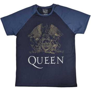 Merch Queen: Queen Unisex Raglan T-shirt: Crest (x-large) Blue