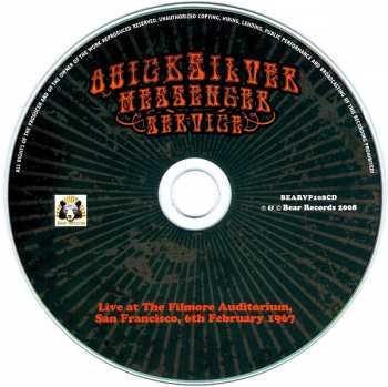 CD Quicksilver Messenger Service: Live At The Filmore Auditorium, San Francisco, 6th February 1967 238094