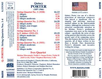 CD Quincy Porter: String Quartets Nos. 1-4 463648