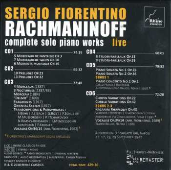 6CD/Box Set Sergei Vasilyevich Rachmaninoff: Complete Solo Piano Works (Live) 425604