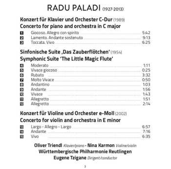 CD Radu Paladi: Piano Concerto / Violin Concerto / Symphonic Suite 'Das Zauberflötchen' 456335