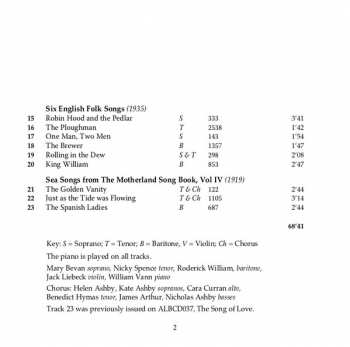 CD Ralph Vaughan Williams: Folk Songs Volume 1 417020