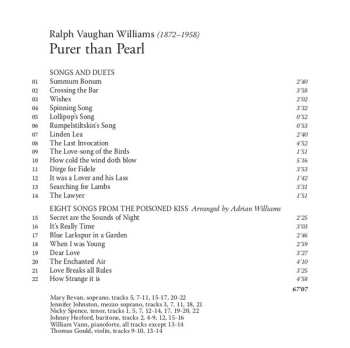 CD Ralph Vaughan Williams: Purer Than Pearl: Songs And Duets For Voices, Piano And Violin 492623