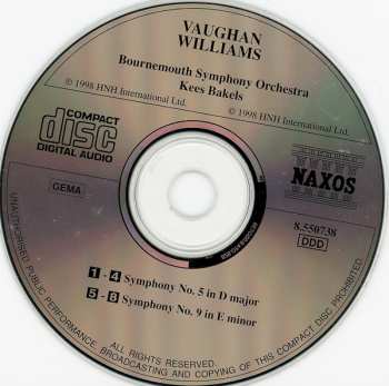 CD Ralph Vaughan Williams: Symphonies Nos. 5 And 9 312130