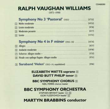 CD Ralph Vaughan Williams: Symphony No 3 'Pastoral' / Symphony No 4 / Saraband 'Helen' 294284