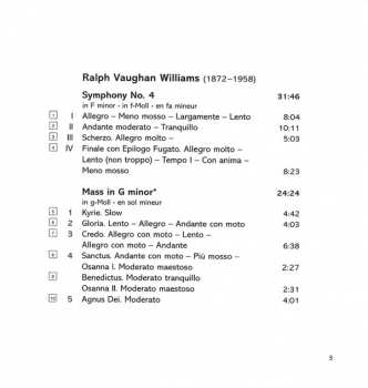 SACD Ralph Vaughan Williams: Symphony No. 4 - Mass in G minor - Six Choral Songs 333160