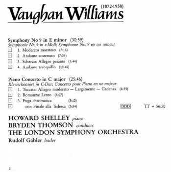 CD Ralph Vaughan Williams: Symphony No. 9 In E Minor / Piano Concerto 329580