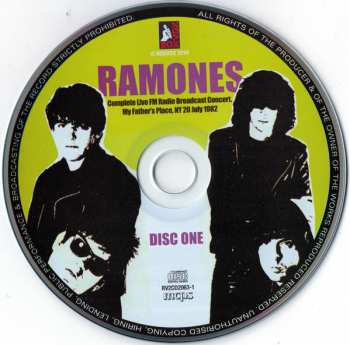 2CD Ramones: Live - My Father's Place, NY, 20 July 1982 424934