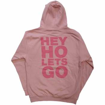 Merch Ramones: Ramones Unisex Pullover Hoodie: Pink Hey Ho Seal (back Print) (large) L