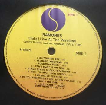 LP Ramones: Triple J Live At The Wireless - Capitol Theatre, Sydney, Australia, July 8, 1980 LTD | NUM 53005