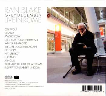 CD Ran Blake: Grey December: Live In Rome 102181