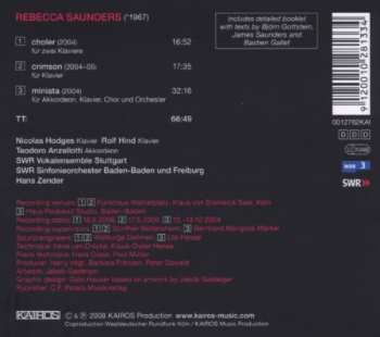 CD Rebecca Saunders: Choler | Crimson | Miniata 286748