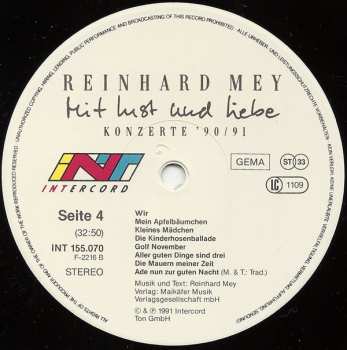 2LP Reinhard Mey: Mit Lust Und Liebe - Konzerte '90/91 497508