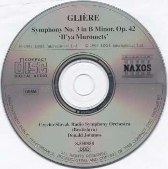 CD Reinhold Gliere: Symphony No. 3 In B Minor, Op. 42, "Il'ya Muromets" 315906