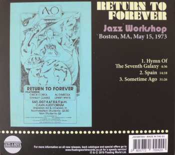 CD Return To Forever: Jazz Workshop Boston, MA, May 15, 1973 313239