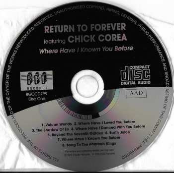 2CD Return To Forever: Where Have I Known You Before / No Mystery  312322