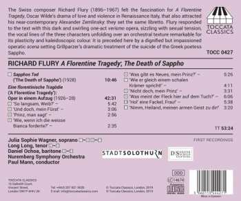 CD Richard Flury: A Florentine Tragedy: Opera In One Act; The Death Of Sappho 181669