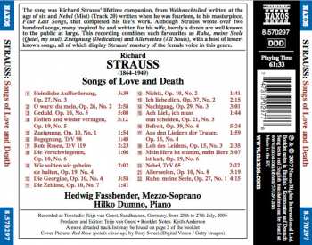 CD Richard Strauss: Songs Of Love And Death - Allerseelen - Zueignung - Rote Rosen - Ruhe, Meine Seele - Begegnung 242761
