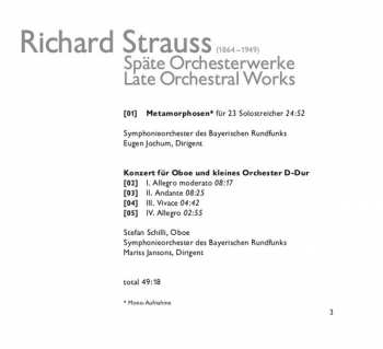 CD Richard Strauss: Späte Orchesterwerke / Late Orchestral Works 440038
