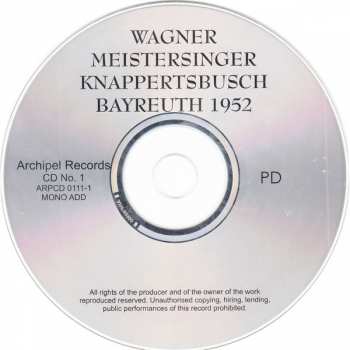 4CD Richard Wagner: Die Meistersinger von Nürnberg, Bayreuth 1952 440058