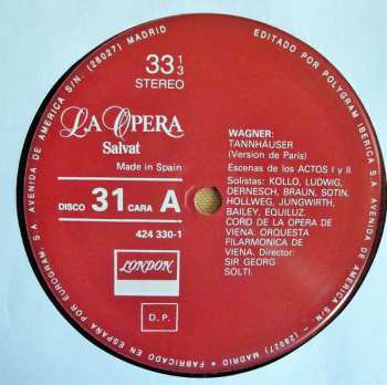 LP Richard Wagner: Tannhäuser (Version De Paris) (Selección) 366353