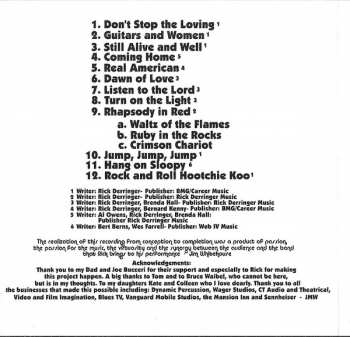 CD Rick Derringer: Live At Cheney Hall 108583