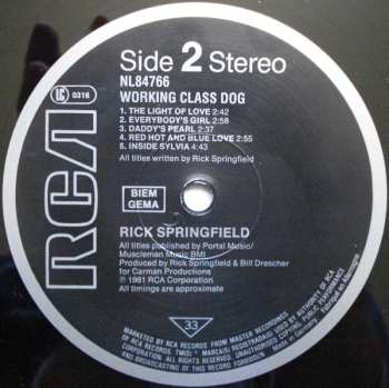 LP Rick Springfield: Working Class Dog