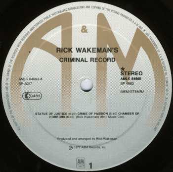 LP Rick Wakeman: Rick Wakeman's Criminal Record