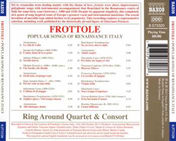 CD Ring Around Quartet & Consort: Frottole - Popular Songs of Renaissance Italy 187465