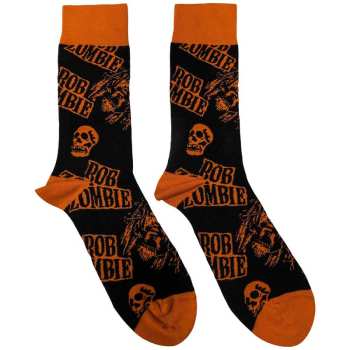 Merch Rob Zombie: Rob Zombie Unisex Ankle Socks: Skull Face Orange (uk Size 7 - 11) 42 - 47