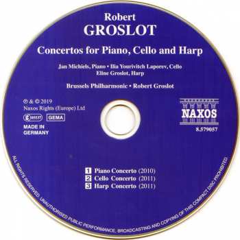 CD Robert Groslot: Concertos For Piano, Cello And Harp 118452