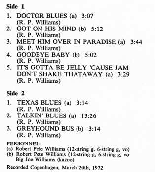 LP Robert Pete Williams: Robert Pete Williams With Big Joe Williams LTD 78208