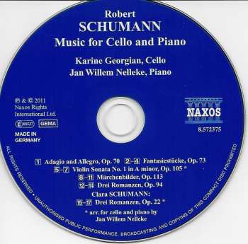 CD Robert Schumann:  Music For Cello And Piano 319479